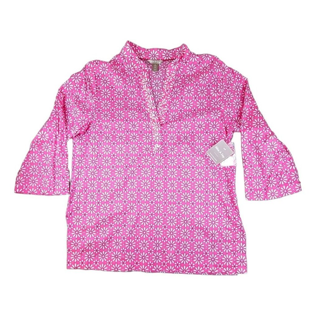 White Stag Womens Pink Tunic Blouse Floral & Sequins size M NWT  JH1249